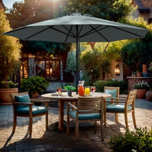 OROTLECT 11 Foot Black Aluminum Patio Umbrella With Fiberglass Ribs And Pulley Lift In