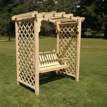 Keystone Amish Co. Newberry Pressure Treated Pine Garden Arbor, Heavy Duty Outdoor Archway Trellis, Amish Crafted, Made in USA & Swing, 5-Foot, Redwood Stain
