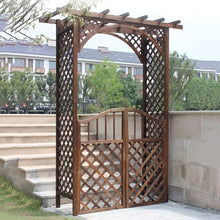 WUGUOK Wooden Garden Arch with Double Gate, Arbor Rose Arch for Climbing Plants, Wedding Archway with Trellis for Outdoor Arbour Backyard