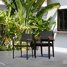 Amazonia Kenneth 9-Piece Oval Patio Dining Set Teak Wood Black Sling Chairs Black