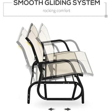 2-Person Outdoor Glider Bench, Patio Swing Rocking Chair Loveseat for Backyard Garden