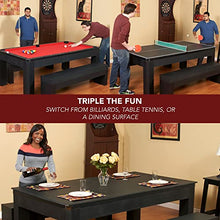 Hathaway Park Avenue 7-ft Pool Table Tennis Combination with Dining Top, Two Storage Benches - Black and Red Felt