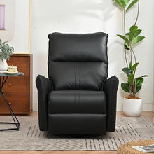 GDFStudio 270° Power Swivel Rocker Recliner Chair with USB & Type-C Ports, PU Leather Electric Glider Recliner, Upholstered Reclining Armchair with Side Pockets for Living Room, Bedroom, Black