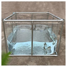 Zfmnoyev Large Outdoor Aquarium Pool Pond with Clear Viewing Window, Foldable Bring Koi Pond with Drain Valve, for Garden Support Fish Breeding Swimming Pool(1.5x1x0.7 m)