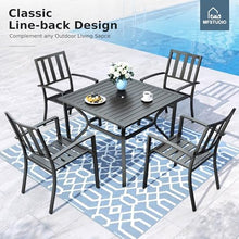 MFSTUDIO Outdoor Dining Chairs Set of 4, Metal Patio Chairs for Deck Bistro Porch Lawn, Black Wrought Iron Stackable Patio Dining Chairs