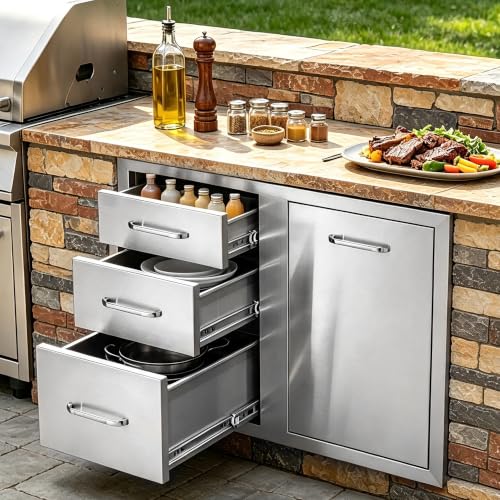 VEVOR Outdoor Kitchen Drawers 29.5"W x 22.6"H x 21.7"D Stainless Steel