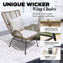 IDZO Isabelle Outdoor Wicker Chairs Set of 2 with Beige Olefin Cushions