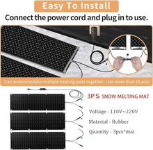 ZRUTIMI Heating Snow melt mat, Non-Slip Rubber Snow and ice Heating mat, Suitable for Outdoor stairways, Steps, Sidewalks, garages, Decks in Winter(5Pcs,10x30in/(25.4x76.2cm))