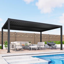 RoyalCraft 12'x16' Louvered Pergola, Heavy-Duty Outdoor Pergola, Metal Hardtop Pergola with Adjustable Roof for Patio, Deck, Garden, Yard, Dark Gray