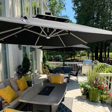 OROTLECT 11' x 11' Square Lighted Cantilever Umbrella With Base,Black
