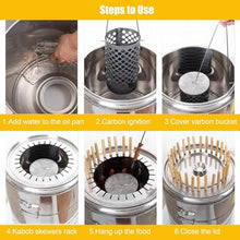 piudoiliy Smokeless Charcoal Smoker Grill, Vertical Barbecue Stove,with 360 Degrees Roasting Rack,for Camping and Outdoor Cooking (30 * 30 * 41cm)
