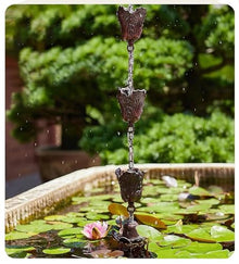 HCZKIUJ Decorative Rain Chains Waterfall, 10ft 12ft 15ft Rain Chains for Gutters for Heavy Rain, Outside Rain Catcher Chains for Porch Garden Decorative (Bronze 4.5m/14.7ft)