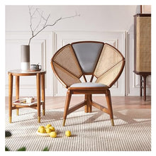 XRXwuf689 Home Rattan Chairs- Natural Rattan Flower Chair, Rattan Dining Chair, Round Rattan Loop with Seat Cushion Patio Lounge Chair