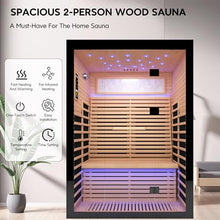 Sauna 2 Person Far Infrared Sauna Home Canadian Hemlock Indoor 2160W Low-EMF Dry Saunas with Oxygen Bar, 21 Starry Sky Light in 7 Color Remedies, Control Panel, Speakers - 53.1 * 47.2 * 74.8 IN