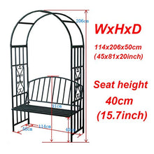 NWHJ White Sturdy Steel Garden Arch Plant Support Trellis for Climbing Vines, Roses, Outdoor Black Metal Arbor with Bench Seats, Beautiful Scrollwork Decorative, Easy Assemble