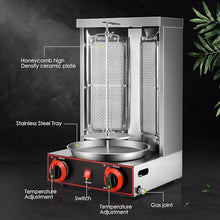 JYXYXSCP Electric Rotating Vertical Rotisserie Grill,Rotating Doner Kebab Grill Machine,w/2 Burners,Gas Fuel Rotisserie Equipment,for Restaurant (Silver)