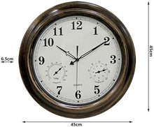 RJYYYDS Outdoor Wall Clock,Metal Retro Wall Clock,Waterproof Garden Clock with Thermometer and Hygrometer,Suitable for Living Room Beautiful snery