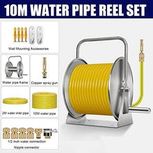 DOIBG Retractable Hose Cart Wall/Floor Mount Hose Reel Garden Hose,Stainless Steel Water Hose Rack-10m Water Pipe Reel Set