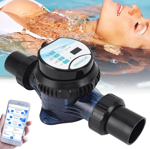 HNBYLMM Saltwater Pool Chlorinator System for Inground Pools, 2/4/6/8/10g/h Electrolytic Salt Chlorine Generator, with Titanium Cell Self-Cleaning & APP Control, for Pools Up to 13,000 Gallons,4g/h