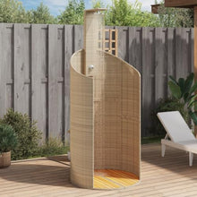 vidaXL Outdoor Shower, Swimming Pool Shower with Rotatable Spray, Patio Furniture for Garden Backyard, Beige Poly Rattan and Acacia Wood