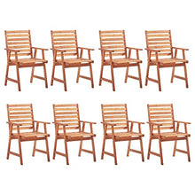 Patio Dining Chairs Set of 8 with Cushions Solid Acacia Wood and Aluminum White