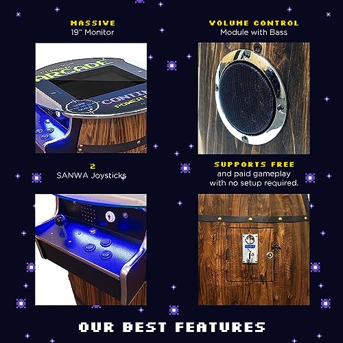 Creative Outdoor Distributor Wine Barrel Pub Arcade Machine 2 Player 412 Games Woodgrain