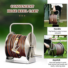 Garden hose reels Hose Reels,Washer Reel, Outside Heavy Duty Hose Reel Cart Set, Household Stainless Steel Hosemobile, Sturdy Gardening Pipe Storage Rack, for Outside Garden Yard(Hose Reel+30m Pipe)