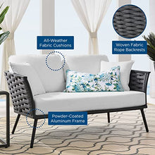 Modway Stance Outdoor Patio Contemporary Modern Woven Rope Loveseat in Gray White