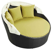 Modway Siesta Wicker Rattan Outdoor Patio Canopy Daybed in Espresso Peridot