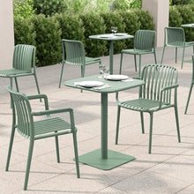 Jamesdar, Haley, Square Heavy Duty Commercial Steel Bistro Dining Table, All Steel Construction, Indoor Outdoor Restaurant & Café Use, 300 lb Capacity, 24" D x 30" H, Aloe Green