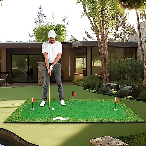 YUNIC Golf Putting Green Premium Nylon Golf Training Mat Green