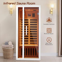 Vanity Art 2024 Far Infrared Sauna 1 Person Hemlock Wood Low EMF 6 Heating Panels 1660 Watt Bluetooth LCD LED Lights