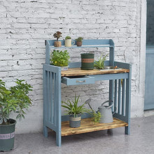 iumLeap Outdoor Sink Station Open Shelves with Hooks, Removable Sink & Drawer Gardening Bench Potting Table (Blue 100x45x119cm)