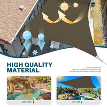 Coarbor 27'x37' Reinforced Wire Sun Shade Sail Rectangle Heavy Duty Strengthen Canopy Cover with A Ring Steel Cable Wire for Patio Backyard Deck Yard Garden Pergola Porch, Brown