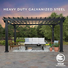 Backyard Discovery Stratford 12' x 10' Galvanized Steel Pergola Kit with Shade Sail Canopy Black
