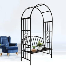 Gyken Garden Arch Arbor with Bench Seat, Large Garden Trellis, Heavy Duty Rose Arbour, Various Climbing Plant, Outdoor Wedding Backyard Decoration, Sturdy Weight Capacity 600 lbs