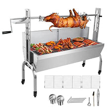 176LBS Stainless Steel Rotisserie Grill Roaster Small Pig Lamb with Back Cover Guard 25W Motor for Camping Outdoor BBQ Silver