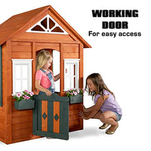 Sportspower Woodbridge Wooden Outdoor Playhouse with Flower Boxes Red