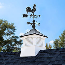 Good Directions 26" Square Coventry Vinyl Cupola with Black Aluminum Roof and Rooster Weathervane Vinyl/Black