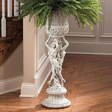 Design Toscano Les Filles Joyeuses Dancing Maidens Pedestal Column Plant Stand with Urn, 36 Inch Tall, Cast Stone Resin, Antique Stone Finish