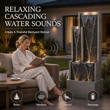 Outdoor Water Fountain, 70.8” Tall Modern Resin Waterfall Fountain