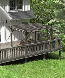 DEXSO 10' x 12' Cedar Wood Pergola with Retractable Shade Canopy Charcoal Gray