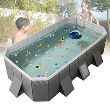 CHSUFBTY Collapsible Swimming Pool for Family - Foldable Design, Double Drain, Easy Setup - 1.6m Portable Tub for Indoor Outdoor Use(Gere Grey,116 * 64.9 * 21.6in)