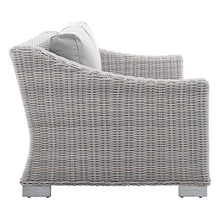 Conway Sunbrella® Outdoor Patio Wicker Rattan Loveseat in Light Gray Gray
