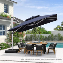 PURPLE LEAF Cantilever Patio Umbrellas 12' x 12' Large Double Top Navy Blue
