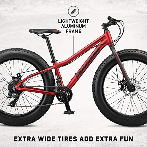 Mongoose Argus Trail 24-Inch Youth Fat Tire Mountain Bike Red