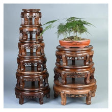 WOAITIANTIAN Vase Stand Chinese Style Carving Wood Pedestal with Foot for Bonsai Vase Tea Sets(Large)
