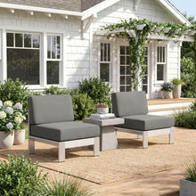 Christopher Knight Home Armless Club Chair Set of 2, Aluminum Frame Outdoor Seating, Aluminum Patio Chair with Cushion, Poolside Armless Seating, Modular Sectional Outdoor Furniture, Khaki