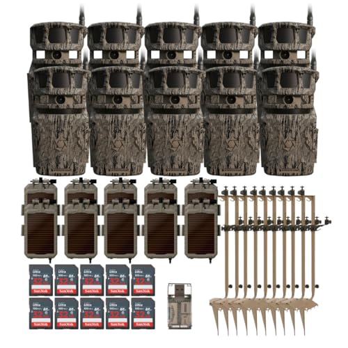 Stealth Cam Revolver 40MP Cellular Trail Camera Bundle with Mounting Post, Solar Panel, 32GB Memory Card, and SD Card Reader (10-Pack)