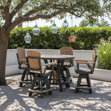 Outdoor Escape Brown 5-Piece Round Counter Height Dining Set, Durable HDPE Plastic, All-Weather Outdoor Patio Furniture